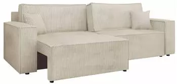 Mirjan24 Karl Cord L-Sofa mit Schlaffunktion und zwei Bettkästen (Poso 100)