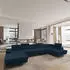 Masseno Toriva R-S Ecksofa U-Form Velours Blau mit Schlaffunktion & Bettkasten (TORIVA R-S MONOLITH 77)