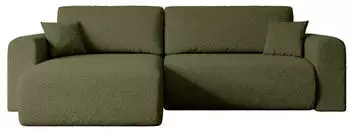 ALTDECOR ORRO-L Ecksofa mit Schlaffunktion und Bettkasten, L-Form, Boucl&eacute;, Gr&uuml;n, 272x145x83cm