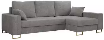 MKS Meble Dorian-L Ecksofa L-Form mit Schlaffunktion und Bettkasten, Hellgrau (DORIAN-L)