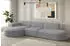 Fun Möbel Ecksofa Designersofa PALMA Stoff Ascot 296 cm Ottomane Links Taupe