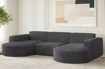 Fun M&ouml;bel PALMA Wohnlandschaft U-Form Stoff Ascot Graphitgrau