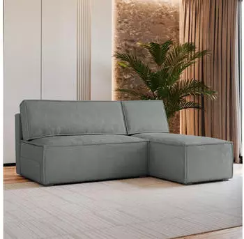 Masseno BRISO M Ecksofa L-Form mit Schlaffunktion & Bettkasten, Grau (BRISO M MONOLITH 85)