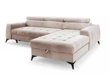 Fun M&ouml;bel AGNESA XS Ecksofa Schlafsofa Stoff Salvador Hellbeige Ottomane Rechts (AGNESA XS)