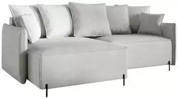 Fun M&ouml;bel BETTO Ecksofa Schlafsofa Stoff Hellgrau Ottomane Links