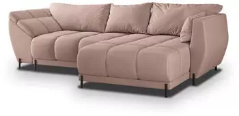 Masseno VESTANO R-S Ecksofa L-Form Velours-Stoff Rosa mit Schlaffunktion und Bettkasten (VESTANO R-S MATT VELVET 61)