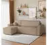 Masseno Ravelo T Ecksofa L-Form mit Schlaffunktion & Bettkasten, Kordstoff, Beige, 240x140cm (RAVELO T TILIA 17)