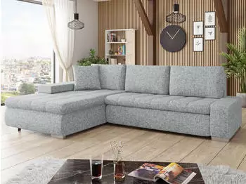 Mirjan24 Orkan Premium Ecksofa L-Form mit Schlaffunktion, Textil, Grau, 302x213cm