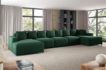Fun Möbel MEGAN XL Wohnlandschaft U-Form Stoff Salvador Dunkelgrün