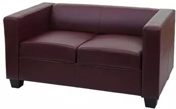 MCW Lille 2-Sitzer Loungesofa Kunstleder, rot-braun (Lille-S-K-2)