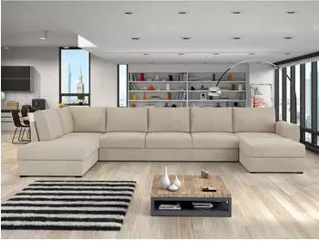 Mirjan24 Wilma Large Premium Wohnlandschaft U-Form 8-Sitzer, Beige (Wilma Large Premium)