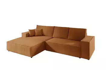 Fun M&ouml;bel CORUNIA Ecksofa Schlafsofa Stoff Poso Rostbraun Ottomane Links