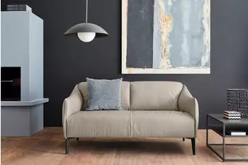 Willi Schillig Sally 2-Sitzer Sofa Leder eisgrau, Metall-Winkelf&uuml;&szlig;e schwarz, 154cm (Z59)