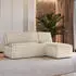 Masseno BRISO T Ecksofa L-Form mit Schlaffunktion & Bettkasten, Kordstoff, Creme (BRISO T TILIA 03)