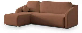 Masseno Marello Ecksofa L-Form Boucle-Stoff kupferfarben mit Schlaffunktion (MARELLO QUELLE 54)