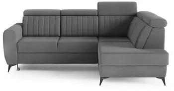 Beautysofa Connor II Ecksofa mit Schlaffunktion, L-Form rechts, Dunkelgrau (Noel 22)