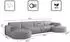 Kaiser Möbel Modena XL Ecksofa U-Form Cord Hellgrau 382x165cm