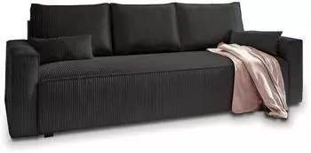Masseno MENI Schlafsofa mit Bettkasten Kordstoff Schwarz (MENI POSO 135)