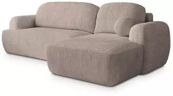 Masseno Modenza P R-S Ecksofa L-Form mit Schlaffunktion & Bettkasten, Beige, Kordstoff (MODENZA P R-S POSO 02)