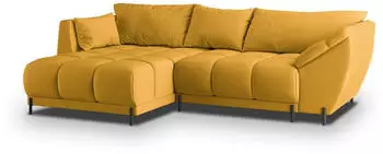 Masseno Vestano L-S Ecksofa L-Form Velours Gelb mit Schlaffunktion (VESTANO L-S MATT VELVET 48)