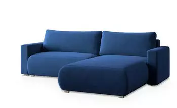 Masseno Turin M Ecksofa L-Form mit Schlaffunktion & Bettkasten, Velours, Blau, 265x183cm (MONOLITH 77)