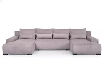 Beautysofa Benny Ecksofa U-Form mit Schlaffunktion und Bettkasten, Rosa (Poso 27)