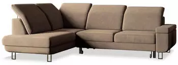 Masseno LERMA L-S Ecksofa L-Form mit Schlaffunktion & Bettkasten, Velours, Beige, 253x190cm (LERMA L-S MONOLITH 09)