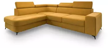 Masseno Alvoro L-S Ecksofa L-Form Velours Gelb mit Schlaffunktion & Bettkasten (ALVORO L-S MATT VELVET 48)
