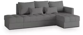 Masseno LUMARI R-S Ecksofa L-Form mit Schlaffunktion & Bettkasten, Grau (LUMARI R-S NEVE 90)