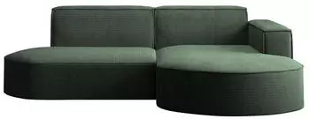 Kaiser M&ouml;bel Modena Studio Ecksofa L-Form Cordstoff, Dunkelgr&uuml;n, Ottomane rechts (236x165cm)