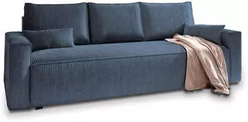 Masseno MENI Schlafsofa mit Bettkasten Kordstoff Blau (MENI POSO 05)