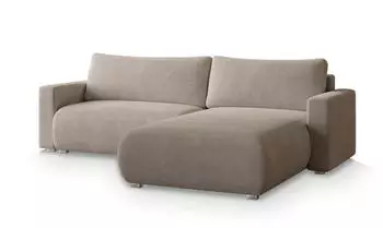 Masseno Turin N Ecksofa L-Form mit Schlaffunktion & Bettkasten, Bouclé, Beige, 265x183cm