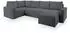 Masseno NORENA L-S Ecksofa U-Form Schlaffunktion Kordstoff Grau (NORENA L-S POSO 60)