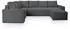 Masseno NORENA L-S Ecksofa U-Form Schlaffunktion Kordstoff Grau (NORENA L-S POSO 60)