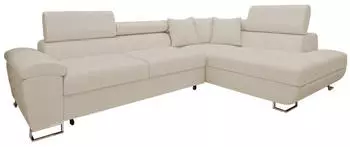 Mirjan24 Cotere Premium Ecksofa Textil Sandfarben mit Bettkasten, Ottomane rechts (270x202cm)
