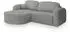 Masseno Amilia L-S Ecksofa L-Form mit Schlaffunktion & Bettkasten, Hellgrau Bouclé (AMILIA L-S QUELLE 83)