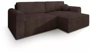 Masseno Fiano P Ecksofa L-Form mit Schlaffunktion & Bettkasten, Kordstoff, Braun, 245x148cm (FIANO P POSO 06)