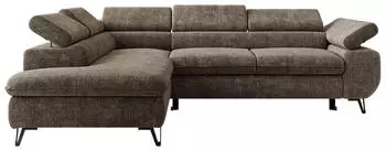 MKS Meble Pablo L Ecksofa Chenille Braun Schlaffunktion Bettkasten (Pablo L)