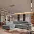 Masseno Favien L-S Ecksofa L-Form mit Schlaffunktion & Bettkasten, Hellgrau (FAVIEN L-S MONOLITH 84)