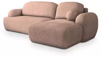 Masseno Modenza N R-S Ecksofa L-Form mit Schlaffunktion & Bettkasten, Rosa Boucl&eacute; (MODENZA N R-S NOW OR NEVER 61)