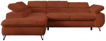 MKS Meble Peter L Ecksofa L-Form Schlaffunktion Bettkasten Orange Pl&uuml;sch (Peter L)