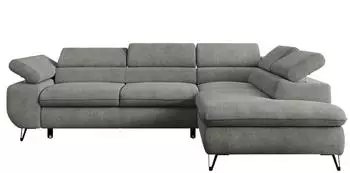 MKS Meble Peter L Ecksofa L-Form Schlaffunktion Bettkasten Grau (273x208cm)