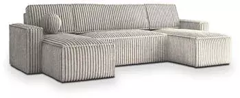 Masseno PESANO T Wohnlandschaft U-Form Hellgrau mit Schlaffunktion (PESANO T TILIA 83)