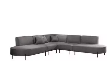 Fun M&ouml;bel Valencia Ecksofa Stoff Scala Grau, U-Form (Valencia)