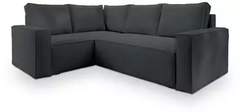 Masseno ESTANO L-S Ecksofa L-Form mit Schlaffunktion & Bettkasten, Kord, Graphit, 230x158cm (ESTANO L-S POSO 34)