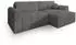 Masseno Fiano P Ecksofa L-Form mit Schlaffunktion & Bettkasten, Kordstoff, Grau (FIANO P POSO 60)