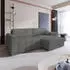 Masseno Fiano P Ecksofa L-Form mit Schlaffunktion & Bettkasten, Kordstoff, Grau (FIANO P POSO 60)