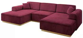 ALTDECOR Wohnlandschaft IREA-U1-v2 U-Form Bordeauxrot Velvet 301x165x80cm (IREA-U1-v2)