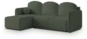 Masseno Suvino Ecksofa L-Form Boucle-Stoff Gr&uuml;n Schlaffunktion 230x143cm (SUVINO QUELLE 37)