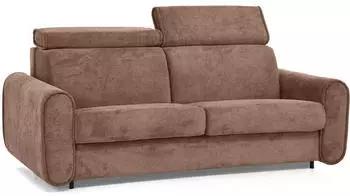 Beautysofa Pavarti 3-Sitzer Schlafsofa Velours Hellbraun 140x195cm (Run Again 53)